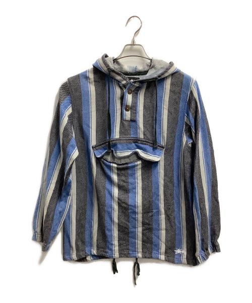 stussy（ステューシー）stussy (ステューシー) メキシカンパーカー ブルー×グレー サイズ:Mの古着・服飾アイテム