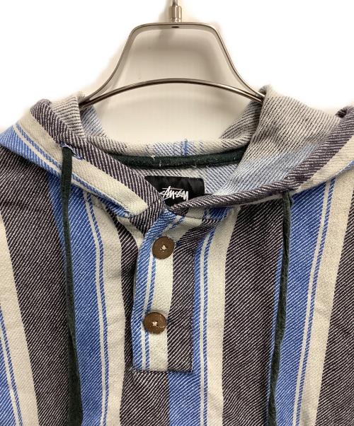 stussy（ステューシー）stussy (ステューシー) メキシカンパーカー ブルー×グレー サイズ:Mの古着・服飾アイテム