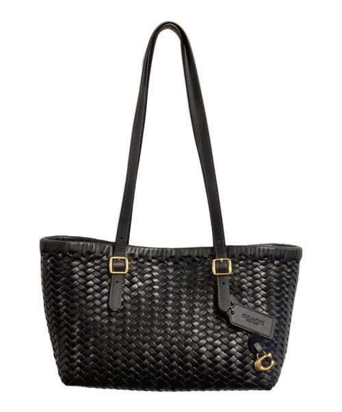COACH（コーチ）COACH (コーチ) ウーブンスウィングトートバッグ ブラックの古着・服飾アイテム