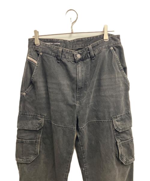 DIESEL（ディーゼル）DIESEL (ディーゼル) デニムカーゴパンツ ブラック サイズ:W28の古着・服飾アイテム
