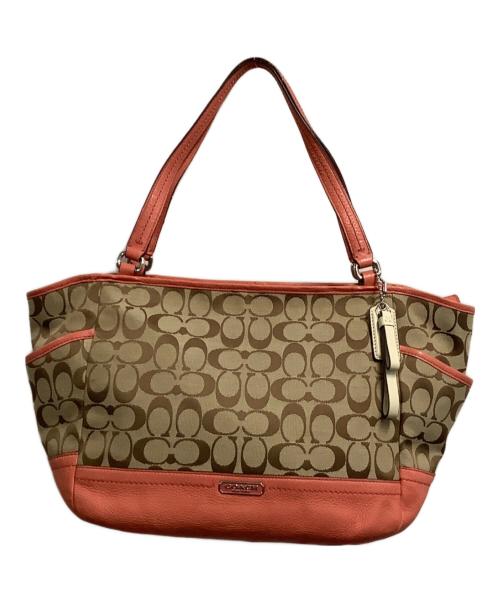 COACH（コーチ）COACH (コーチ) トートバッグ ベージュ×ピンクの古着・服飾アイテム