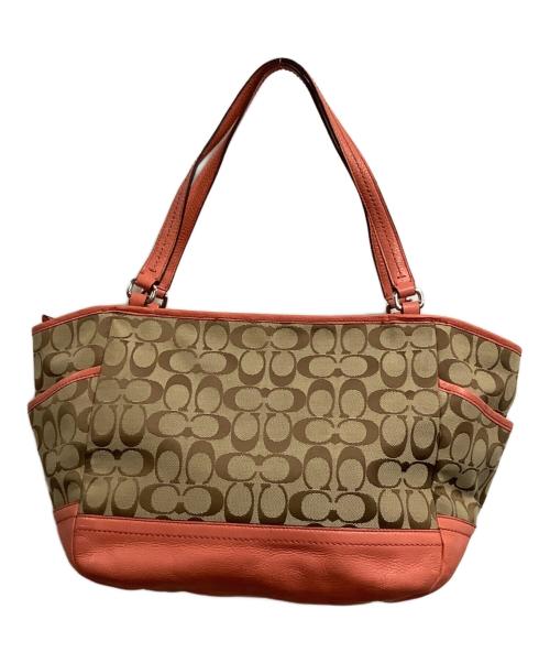 COACH（コーチ）COACH (コーチ) トートバッグ ベージュ×ピンクの古着・服飾アイテム
