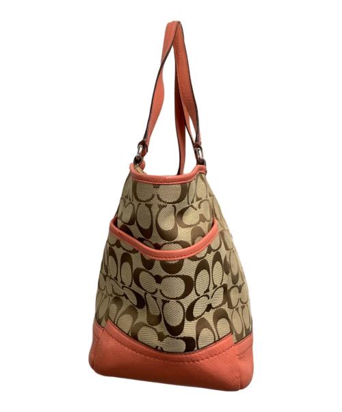 COACH（コーチ）COACH (コーチ) トートバッグ ベージュ×ピンクの古着・服飾アイテム