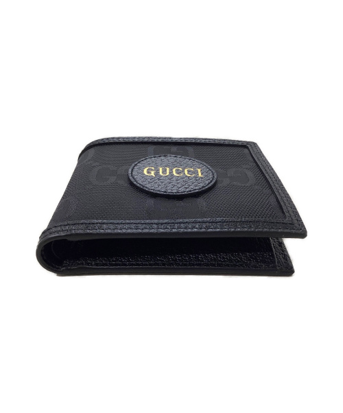 GUCCI（グッチ）GUCCI (グッチ) ロゴ2つ折り財布 ブラック 625574  再生ナイロン・レザー 496334の古着・服飾アイテム