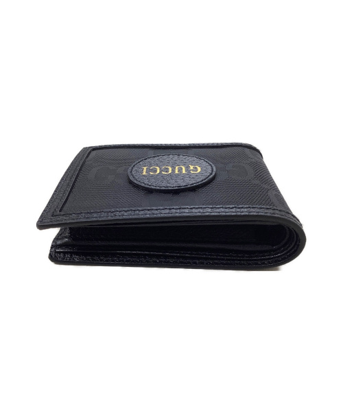 GUCCI（グッチ）GUCCI (グッチ) ロゴ2つ折り財布 ブラック 625574  再生ナイロン・レザー 496334の古着・服飾アイテム