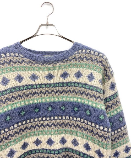 L.L.Bean（エルエルビーン）L.L.Bean (エルエルビーン) クルーネックニット ベージュ×スカイブルー サイズ:Lの古着・服飾アイテム