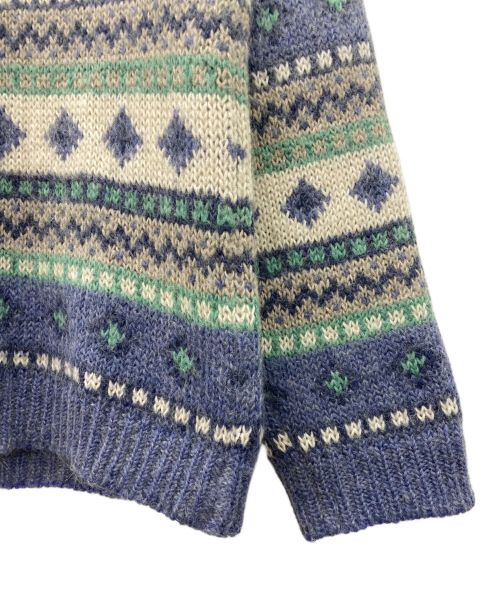 L.L.Bean（エルエルビーン）L.L.Bean (エルエルビーン) クルーネックニット ベージュ×スカイブルー サイズ:Lの古着・服飾アイテム