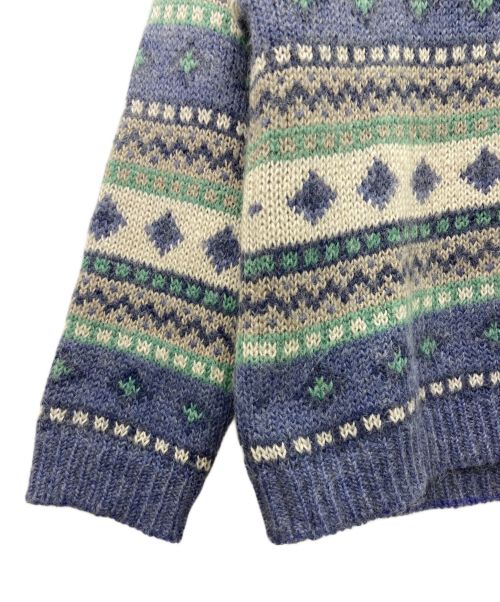 L.L.Bean（エルエルビーン）L.L.Bean (エルエルビーン) クルーネックニット ベージュ×スカイブルー サイズ:Lの古着・服飾アイテム