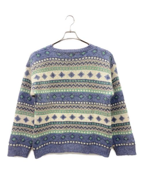 L.L.Bean（エルエルビーン）L.L.Bean (エルエルビーン) クルーネックニット ベージュ×スカイブルー サイズ:Lの古着・服飾アイテム