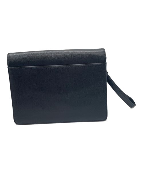 Yves Saint Laurent（イヴサンローラン）Yves Saint Laurent (イヴサンローラン) 型押しクラッチバッグ ブラックの古着・服飾アイテム