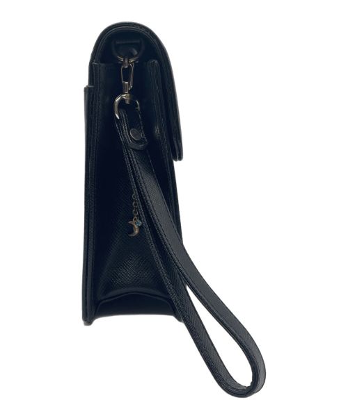 Yves Saint Laurent（イヴサンローラン）Yves Saint Laurent (イヴサンローラン) 型押しクラッチバッグ ブラックの古着・服飾アイテム