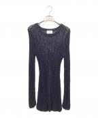 CLANEクラネ）の古着「BACK SLIT CROCHET KNIT TOPS」｜ネイビー