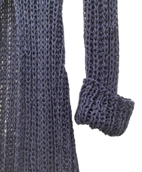 CLANE（クラネ）CLANE (クラネ) BACK SLIT CROCHET KNIT TOPS ネイビー サイズ:FREEの古着・服飾アイテム