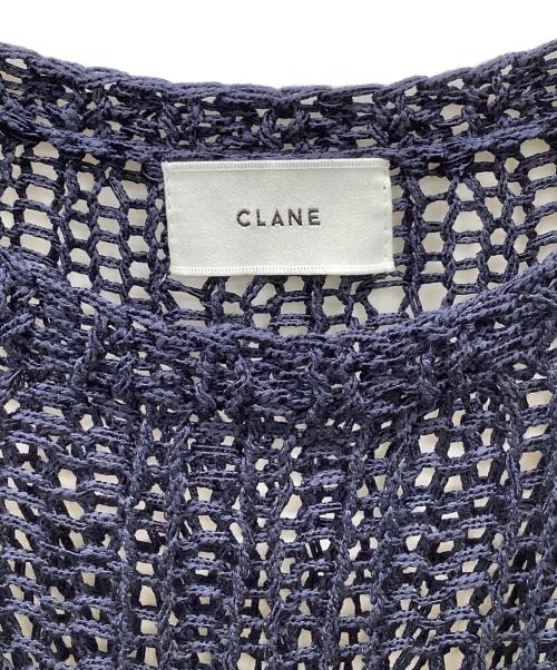 CLANE（クラネ）CLANE (クラネ) BACK SLIT CROCHET KNIT TOPS ネイビー サイズ:FREEの古着・服飾アイテム