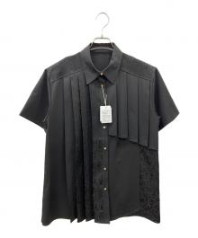 HARE（ハレ）の古着「アシメプリーツシャツ」｜ブラック