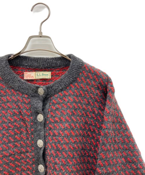 L.L.Bean（エルエルビーン）L.L.Bean (エルエルビーン) ニットカーディガン グレー×レッド サイズ:Mの古着・服飾アイテム
