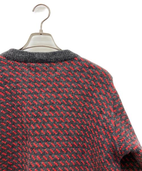 L.L.Bean（エルエルビーン）L.L.Bean (エルエルビーン) ニットカーディガン グレー×レッド サイズ:Mの古着・服飾アイテム