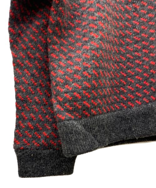 L.L.Bean（エルエルビーン）L.L.Bean (エルエルビーン) ニットカーディガン グレー×レッド サイズ:Mの古着・服飾アイテム
