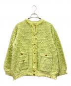Mila Owenミラオーウェン）の古着「ツイードニットジャケット」｜グリーン