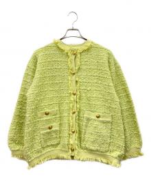 Mila Owen（ミラオーウェン）の古着「ツイードニットジャケット」｜グリーン