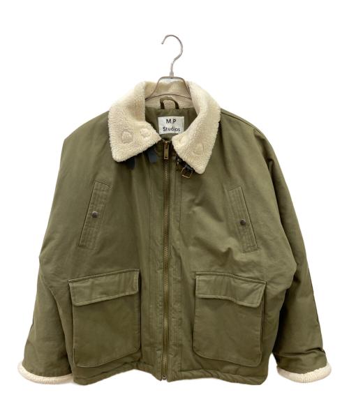 M.P Studios（エムピーストゥディオ）M.P Studios (エムピーストゥディオ) ミリタリージャケット グリーン×アイボリー サイズ:Lの古着・服飾アイテム