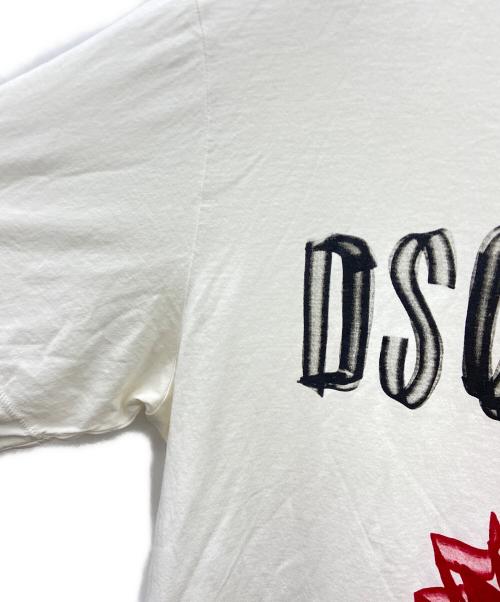 DSQUARED2（ディースクエアード）DSQUARED2 (ディースクエアード) 半袖カットソー ホワイト×レッド サイズ:Mの古着・服飾アイテム