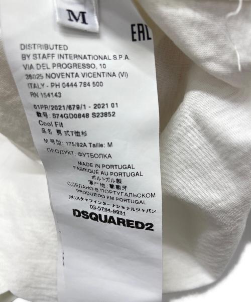 DSQUARED2（ディースクエアード）DSQUARED2 (ディースクエアード) 半袖カットソー ホワイト×レッド サイズ:Mの古着・服飾アイテム