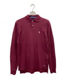 POLO RALPH LAUREN（ポロ・ラルフローレン）の古着「POLO RALPH LAUREN　長袖ポロシャツ」｜ボルドー×ホワイト