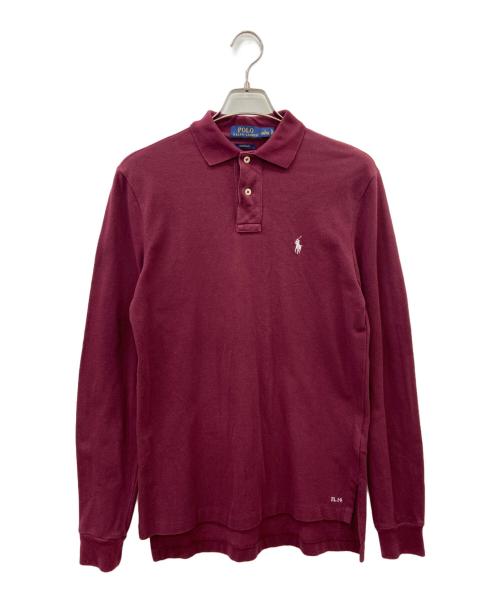 POLO RALPH LAUREN（ポロ・ラルフローレン）POLO RALPH LAUREN (ポロ・ラルフローレン) POLO RALPH LAUREN　長袖ポロシャツ ボルドー×ホワイト サイズ:Sの古着・服飾アイテム