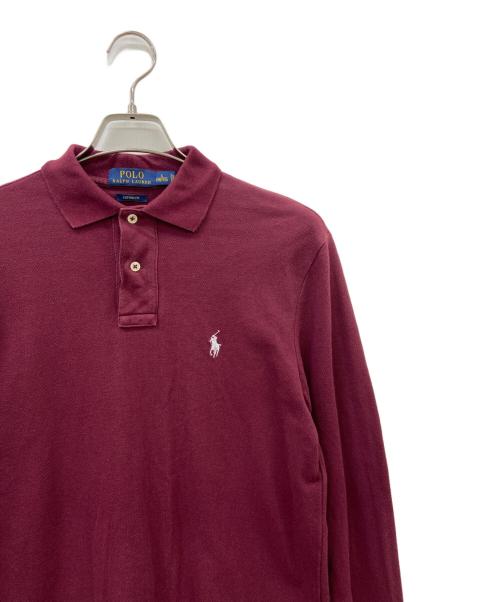 POLO RALPH LAUREN（ポロ・ラルフローレン）POLO RALPH LAUREN (ポロ・ラルフローレン) POLO RALPH LAUREN　長袖ポロシャツ ボルドー×ホワイト サイズ:Sの古着・服飾アイテム