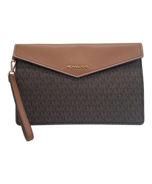 MICHAEL KORS（マイケル・コース）MICHAEL KORS (マイケルコース) クラッチバッグ ブラウンの古着・服飾アイテム