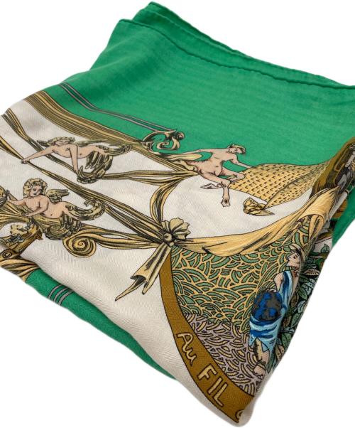 HERMES（エルメス）HERMES (エルメス) スカーフ グリーン×ベージュの古着・服飾アイテム