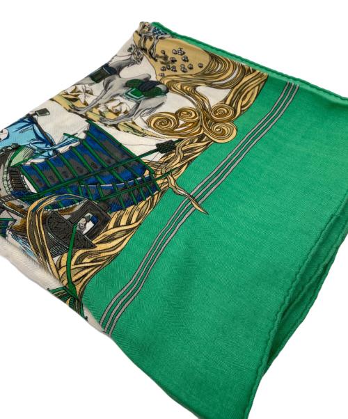 HERMES（エルメス）HERMES (エルメス) スカーフ グリーン×ベージュの古着・服飾アイテム