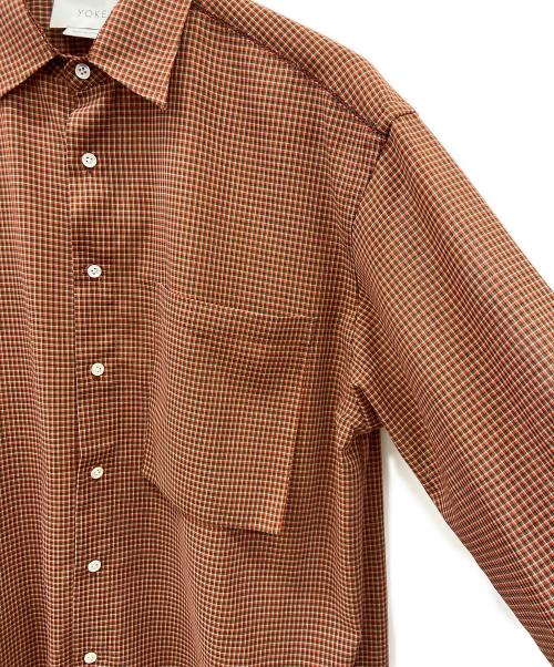 YOKE（ヨーク）YOKE (ヨーク) 長袖シャツ オレンジ×ブラウン サイズ:Sの古着・服飾アイテム