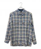 mont-bellモンベル）の古着「メリノウール トレールシャツ」｜ネイビー×ベージュ