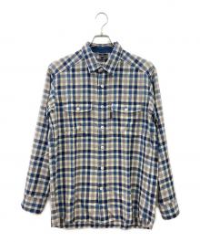 mont-bell（モンベル）の古着「メリノウール トレールシャツ」｜ネイビー×ベージュ