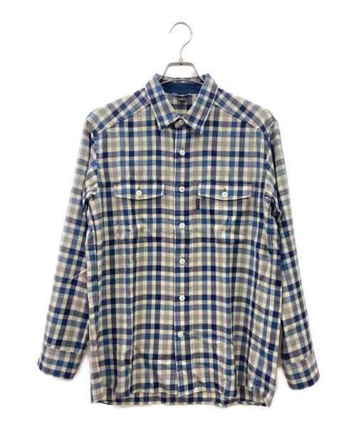 mont-bell（モンベル）mont-bell (モンベル) メリノウール トレールシャツ ネイビー×ベージュ サイズ:Mの古着・服飾アイテム