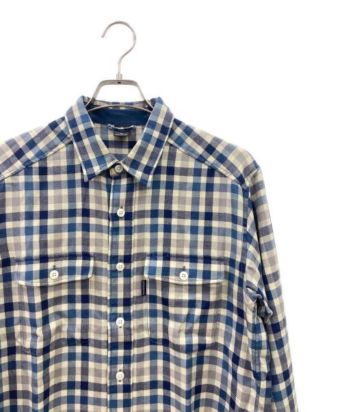 mont-bell（モンベル）mont-bell (モンベル) メリノウール トレールシャツ ネイビー×ベージュ サイズ:Mの古着・服飾アイテム