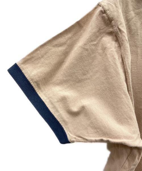 stussy（ステューシー）stussy (ステューシー) ロゴリンガーカットソー ベージュ×ネイビー サイズ:Mの古着・服飾アイテム