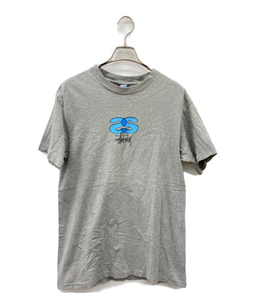 stussy（ステューシー）stussy (ステューシー) ショーンロゴカットソー グレー×ブルー サイズ:Mの古着・服飾アイテム