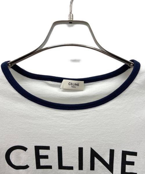 CELINE（セリーヌ）CELINE (セリーヌ) コットンジャージー ホワイト×ネイビー サイズ:Lの古着・服飾アイテム