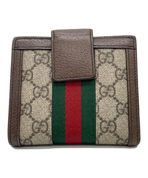 GUCCI（グッチ）GUCCI (グッチ) 2つ折り財布 ブラウン×ベージュの古着・服飾アイテム