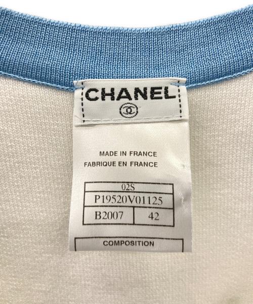 CHANEL（シャネル）CHANEL (シャネル) ココマークサマーニット ホワイト×ブルー サイズ:42の古着・服飾アイテム