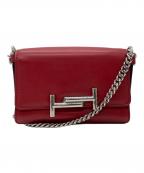 TOD'Sトッズ）の古着「Double T Crossbody Bag」｜レッド×シルバー