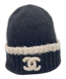 CHANEL（シャネル）の古着「ニット帽」｜ブラック×ホワイト