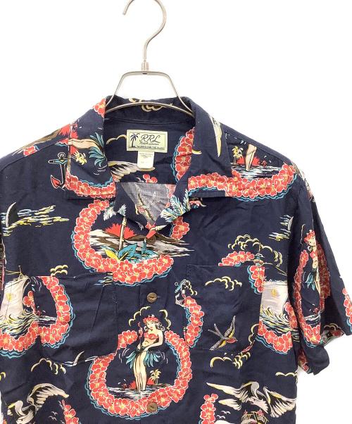 RRL（ダブルアールエル）RRL (ダブルアールエル) TOROPICAL PRINT CAMP SHIRTS ネイビー×ピンク サイズ:Sの古着・服飾アイテム