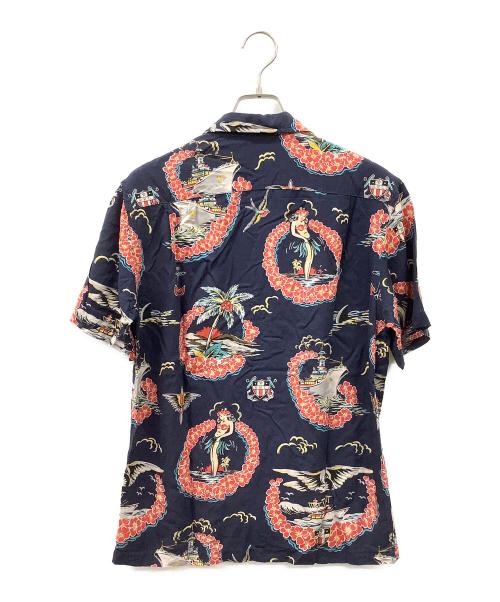 RRL（ダブルアールエル）RRL (ダブルアールエル) TOROPICAL PRINT CAMP SHIRTS ネイビー×ピンク サイズ:Sの古着・服飾アイテム