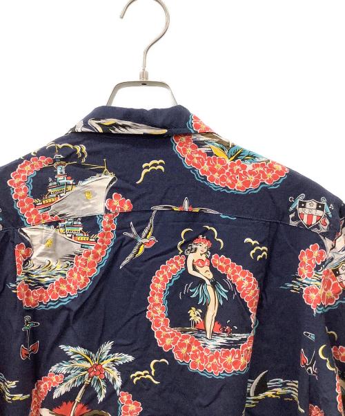 RRL（ダブルアールエル）RRL (ダブルアールエル) TOROPICAL PRINT CAMP SHIRTS ネイビー×ピンク サイズ:Sの古着・服飾アイテム