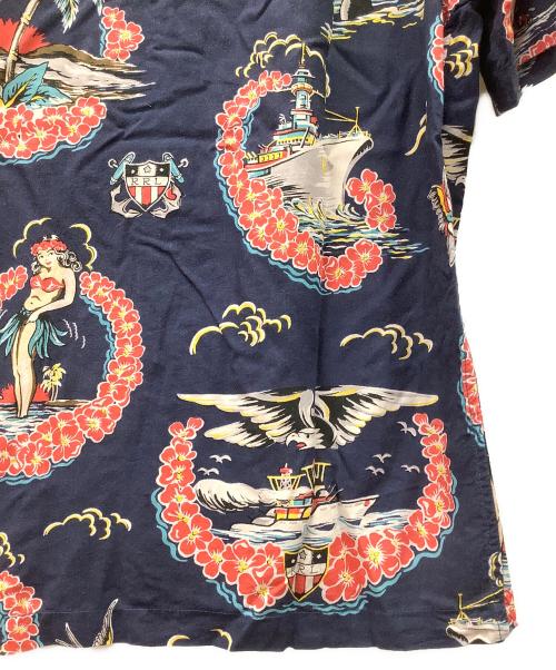 RRL（ダブルアールエル）RRL (ダブルアールエル) TOROPICAL PRINT CAMP SHIRTS ネイビー×ピンク サイズ:Sの古着・服飾アイテム