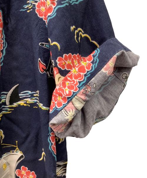 RRL（ダブルアールエル）RRL (ダブルアールエル) TOROPICAL PRINT CAMP SHIRTS ネイビー×ピンク サイズ:Sの古着・服飾アイテム